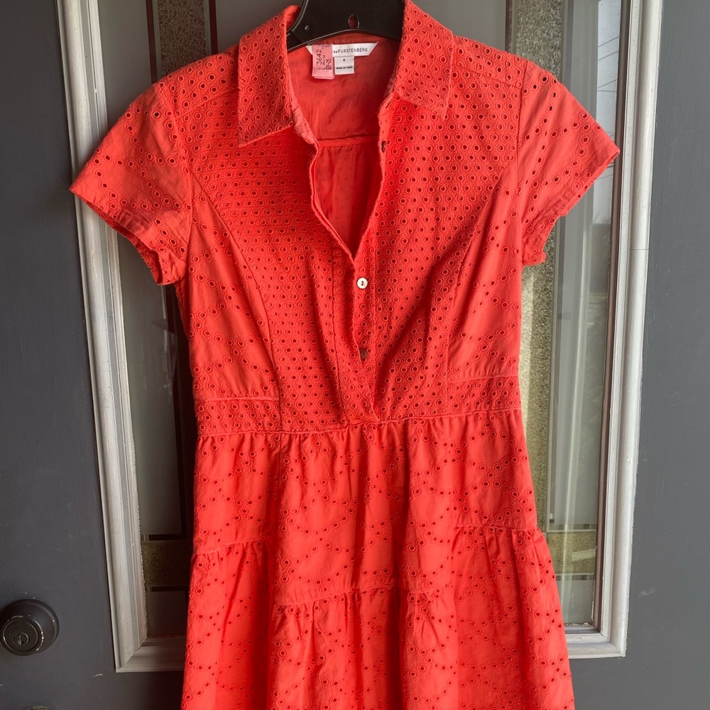 EUC Diane von Furstenberg Coral Eyelet Dress, 6